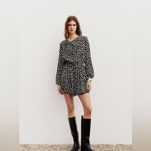 Zara Black and White Polka Dot Mini Dress